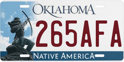 OK license plate 265AFA