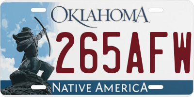 OK license plate 265AFW