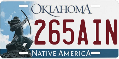 OK license plate 265AIN