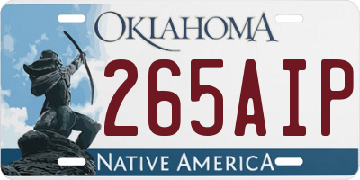 OK license plate 265AIP