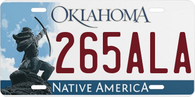 OK license plate 265ALA