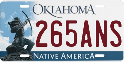 OK license plate 265ANS