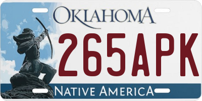 OK license plate 265APK