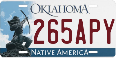 OK license plate 265APY