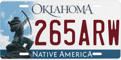 OK license plate 265ARW