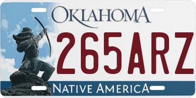 OK license plate 265ARZ