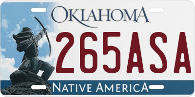 OK license plate 265ASA