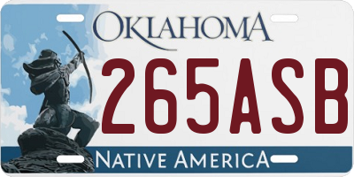 OK license plate 265ASB