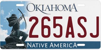 OK license plate 265ASJ
