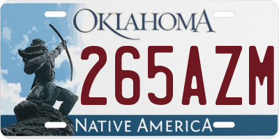 OK license plate 265AZM