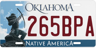 OK license plate 265BPA