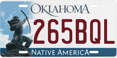 OK license plate 265BQL