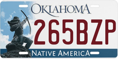 OK license plate 265BZP