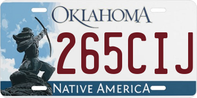 OK license plate 265CIJ