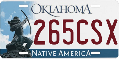 OK license plate 265CSX