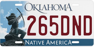 OK license plate 265DND