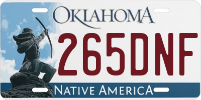 OK license plate 265DNF