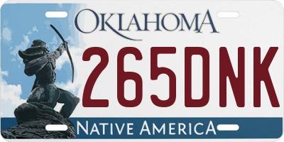 OK license plate 265DNK
