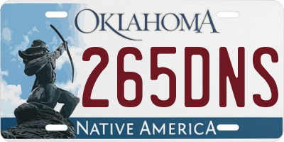 OK license plate 265DNS