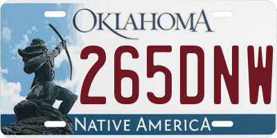 OK license plate 265DNW