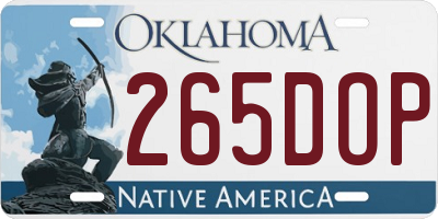 OK license plate 265DOP