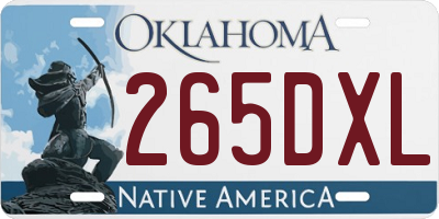 OK license plate 265DXL