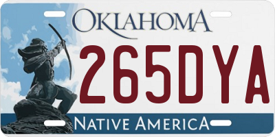 OK license plate 265DYA