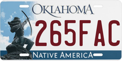 OK license plate 265FAC