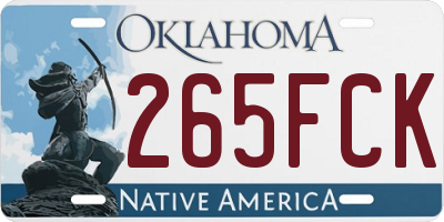 OK license plate 265FCK