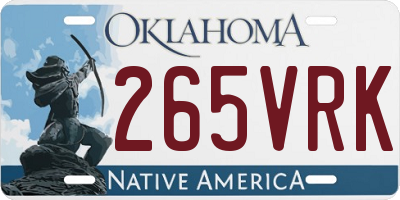 OK license plate 265VRK