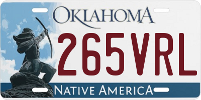OK license plate 265VRL