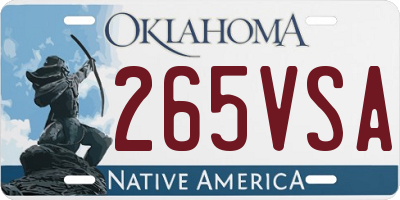 OK license plate 265VSA