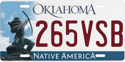 OK license plate 265VSB