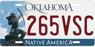 OK license plate 265VSC