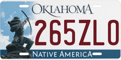 OK license plate 265ZLO