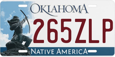 OK license plate 265ZLP