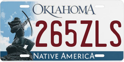 OK license plate 265ZLS
