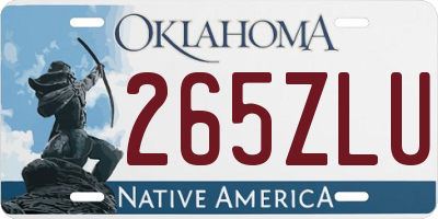 OK license plate 265ZLU