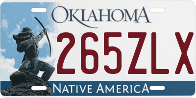 OK license plate 265ZLX