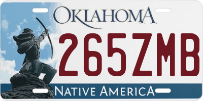 OK license plate 265ZMB