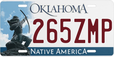 OK license plate 265ZMP