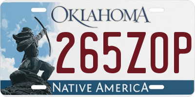 OK license plate 265ZOP