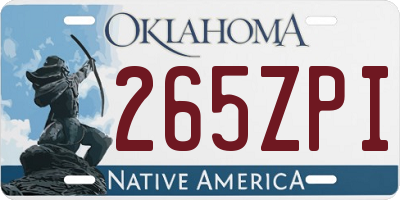 OK license plate 265ZPI