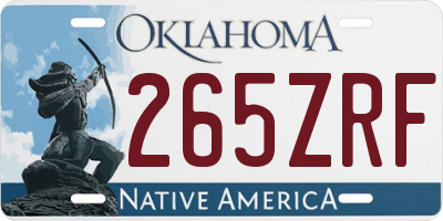 OK license plate 265ZRF