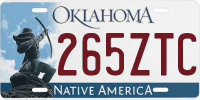 OK license plate 265ZTC