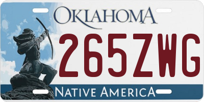 OK license plate 265ZWG