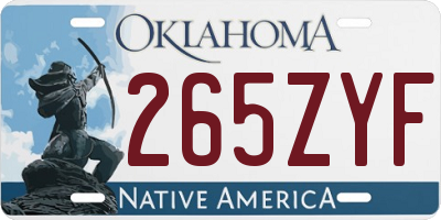 OK license plate 265ZYF