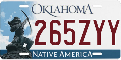 OK license plate 265ZYY