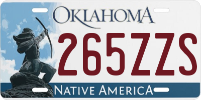 OK license plate 265ZZS