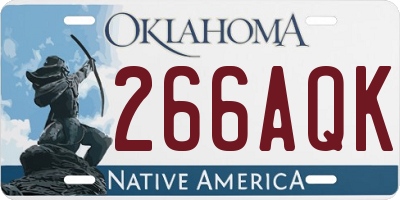 OK license plate 266AQK
